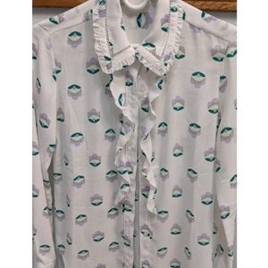 Aritzia Wilfred Floral Ruffle Blouse